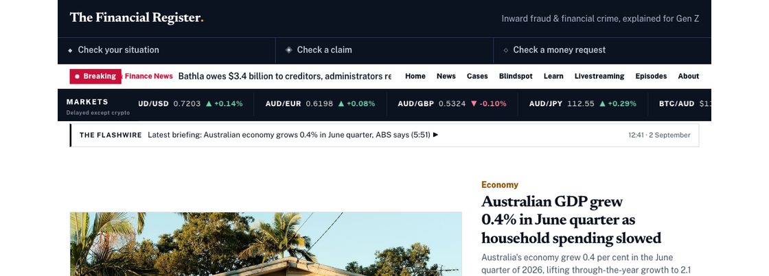 The Financial Register homepage